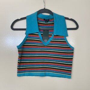 WILD FABLE Multicolor cropped sleeveless polo shirt